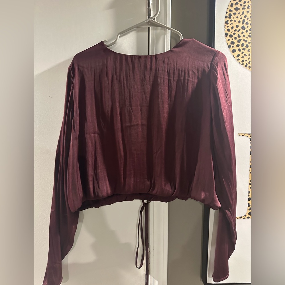 Burgundy Satin/ Silk Blouse